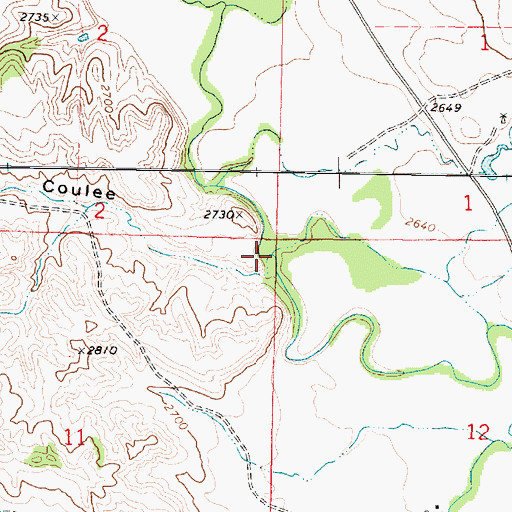 Topographic Map of Chicken Coop Coulee, MT