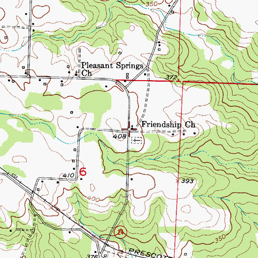 Topographic Map of Friendship United Methodist Church, AR
