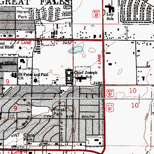 Topographic Map of Chief Joseph School, MT