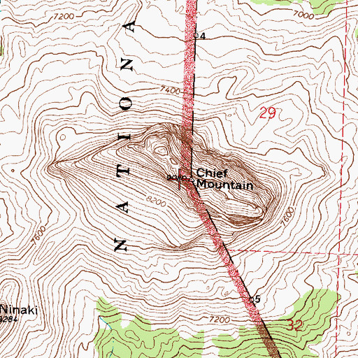 Topographic Map of Chief Mountain, MT