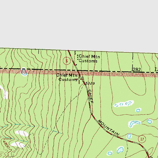 Topographic Map of Port of Chief Mountain, MT