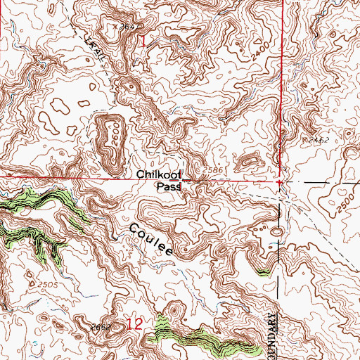 Topographic Map of Chilkoot Pass, MT