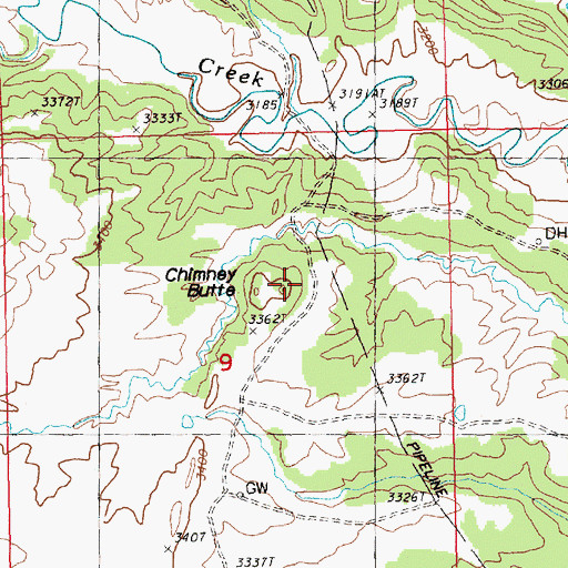 Topographic Map of Chimney Butte, MT