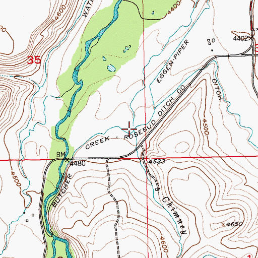 Topographic Map of Chimney Creek, MT