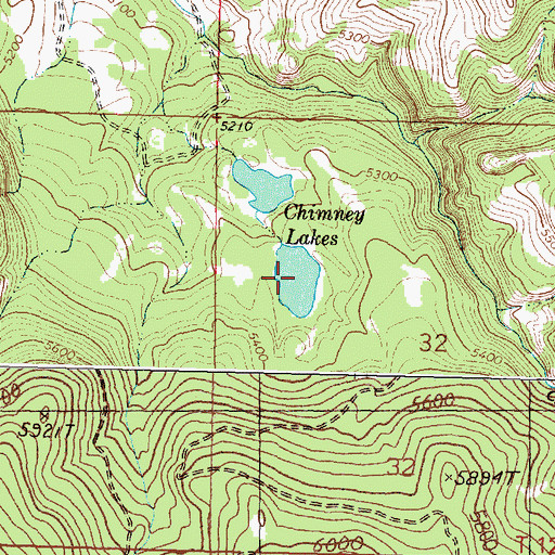 Topographic Map of Chimney Lakes, MT