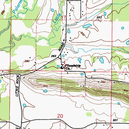 Topographic Map of Friendship Baptist Church, AR