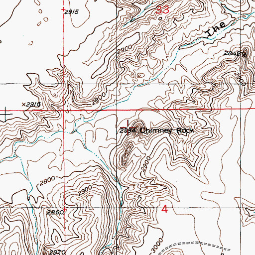 Topographic Map of Chimney Rock, MT