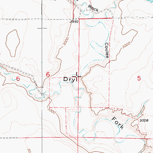 Topographic Map of Chimney Rock Coulee, MT