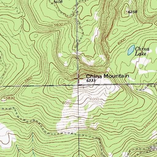 Topographic Map of China Mountain, MT