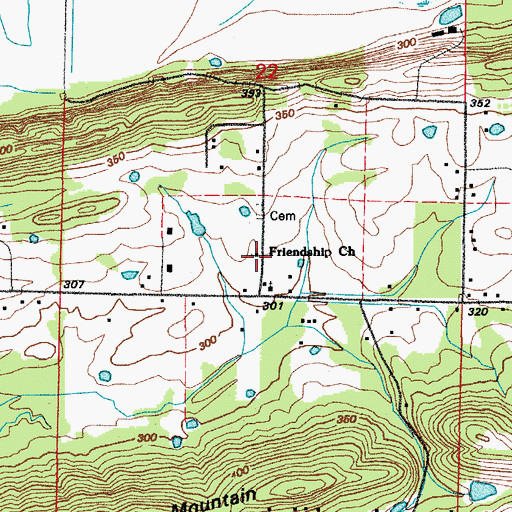 Topographic Map of Friendship Missionary Baptist Church, AR