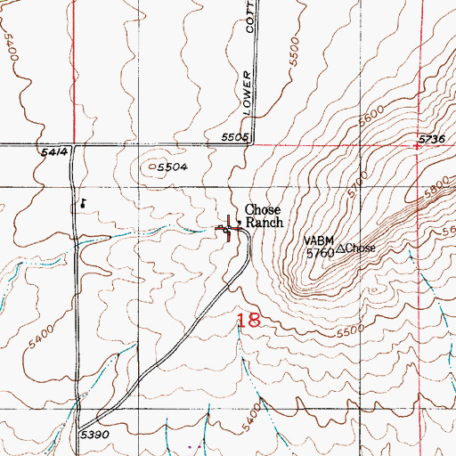 Topographic Map of Chose Ranch, MT