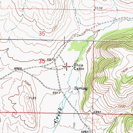 Topographic Map of Chris Cabin, MT