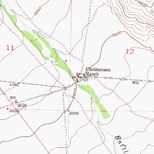 Topographic Map of Christensen Ranch, MT