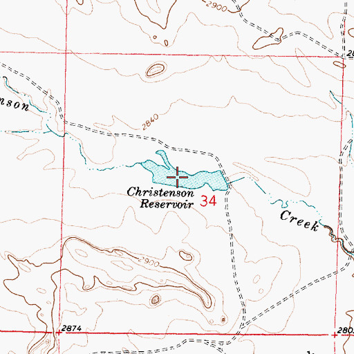Topographic Map of Christenson Reservoir, MT