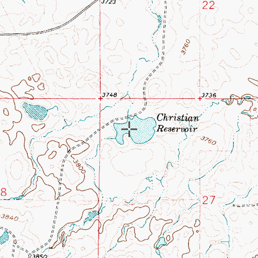 Topographic Map of Christian Reservoir, MT