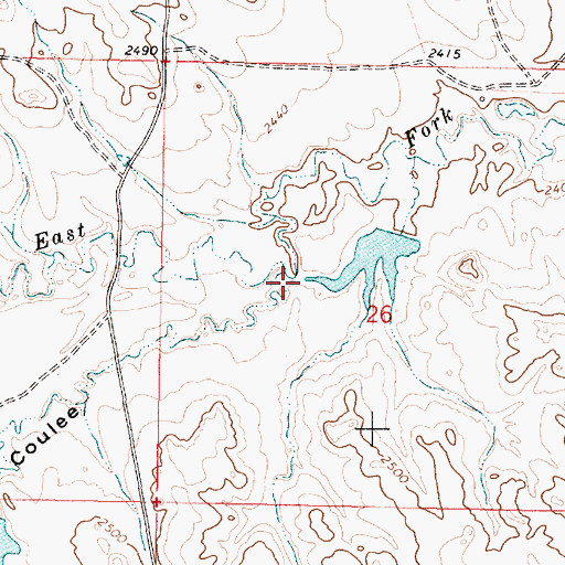 Topographic Map of Christmas Coulee, MT