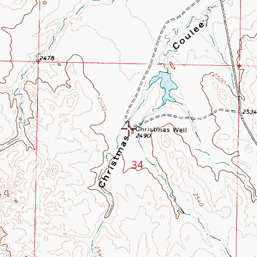 Topographic Map of Christmas Well, MT