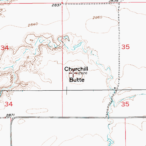 Topographic Map of Churchill Butte, MT