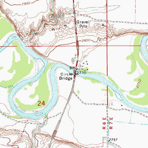 Topographic Map of Circle Bridge, MT