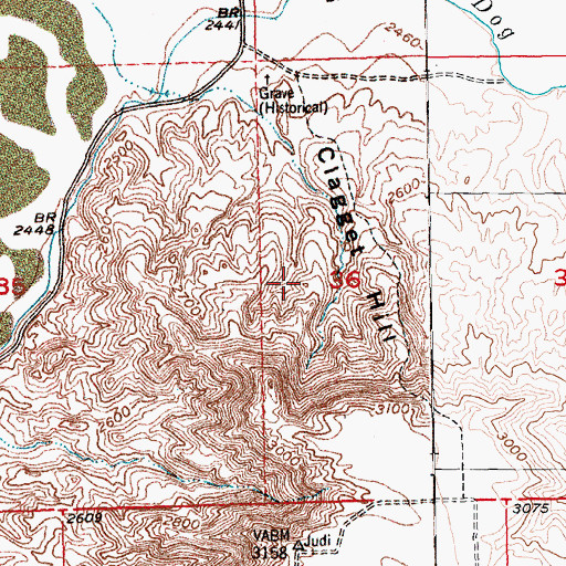 Topographic Map of Clagget Hill, MT