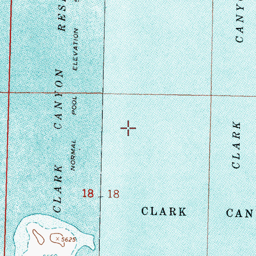 Topographic Map of Clark Canyon Reservoir, MT