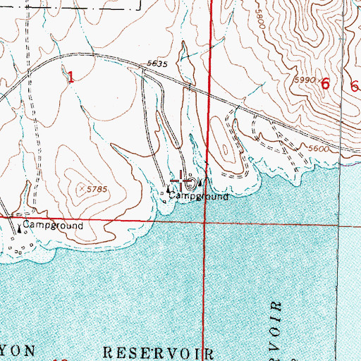 Topographic Map of Clark Canyon Reservoir Recreational Area, MT