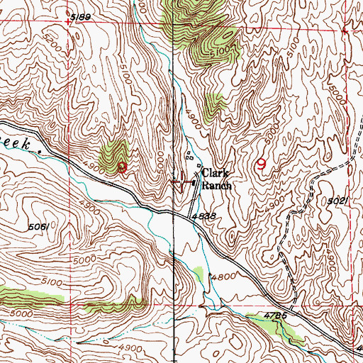 Topographic Map of Clark Ranch, MT
