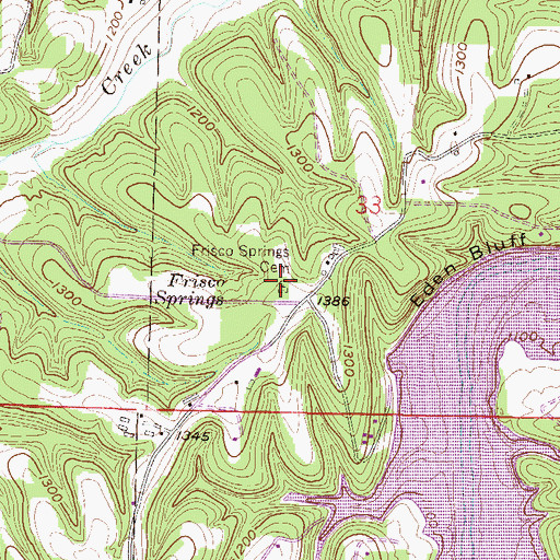Topographic Map of Frisco Springs Cemetery, AR
