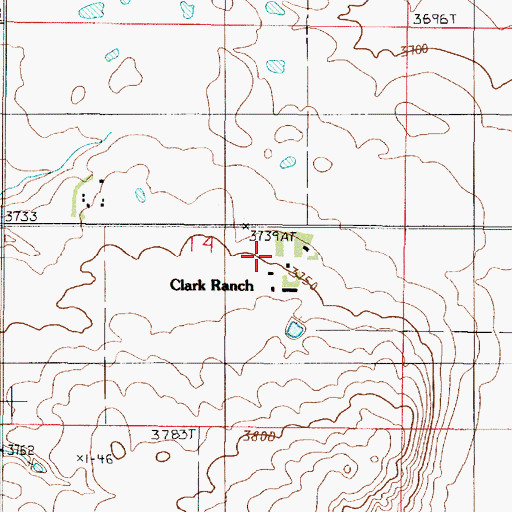 Topographic Map of Clark Ranch, MT