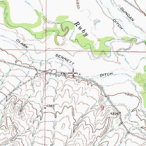 Topographic Map of Clark Sennett Ditch, MT
