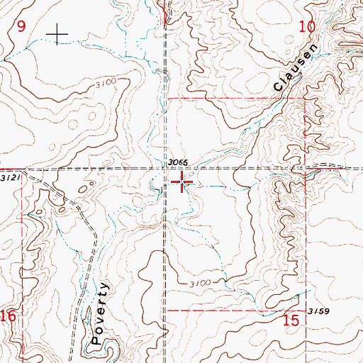 Topographic Map of Clausen Coulee, MT