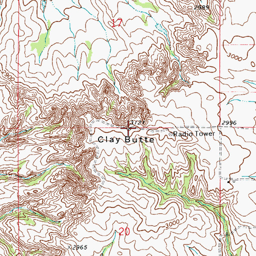 Topographic Map of Clay Butte, MT