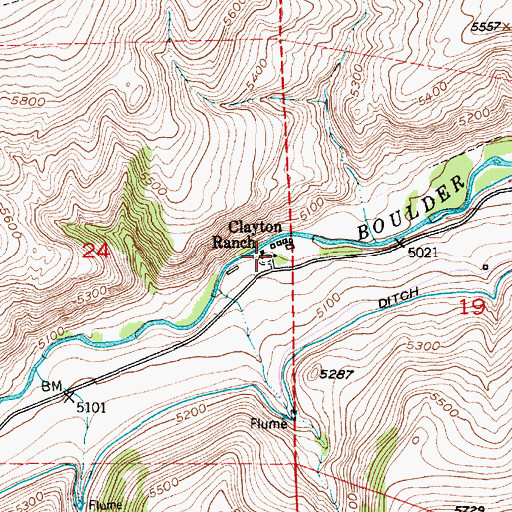Topographic Map of Clayton Ranch, MT