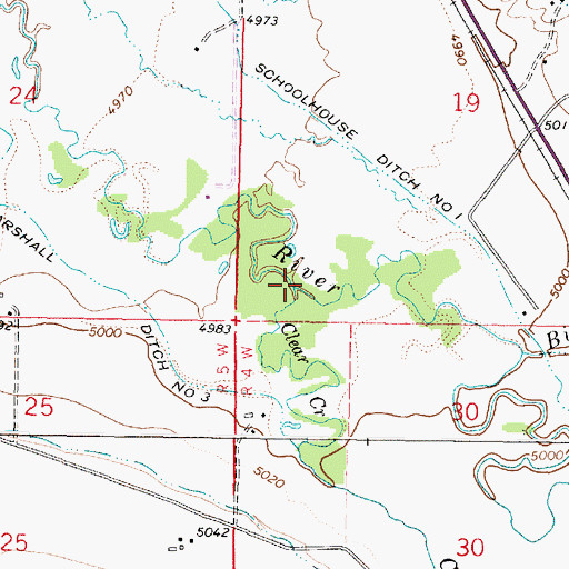Topographic Map of Clear Creek, MT