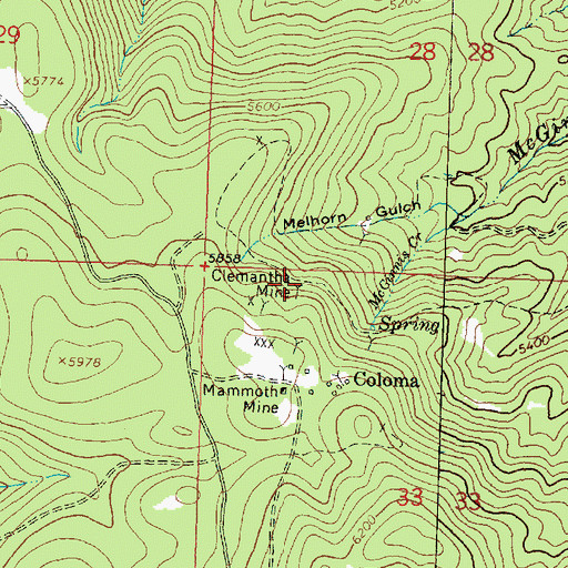 Topographic Map of Clemantha Mine, MT