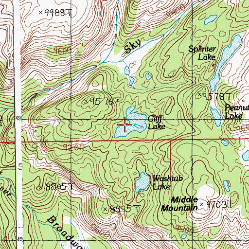 Topographic Map of Cliff Lake, MT