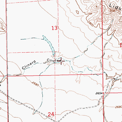Topographic Map of Clinard Coulee, MT