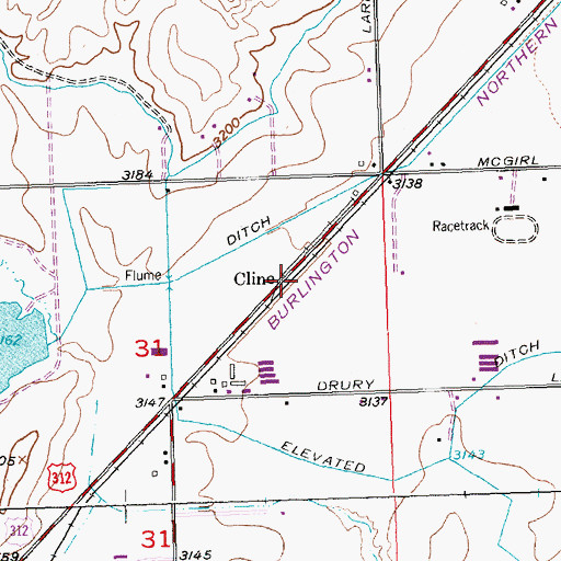 Topographic Map of Cline, MT