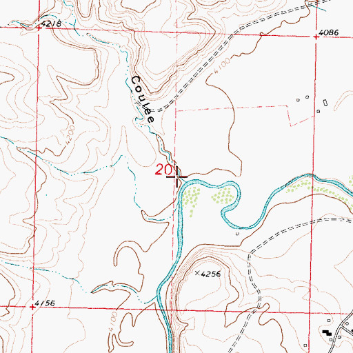 Topographic Map of Coal Bank Coulee, MT