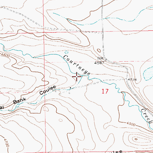Topographic Map of Coal Bank Coulee, MT