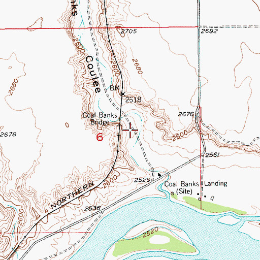 Topographic Map of Coal Banks Coulee, MT