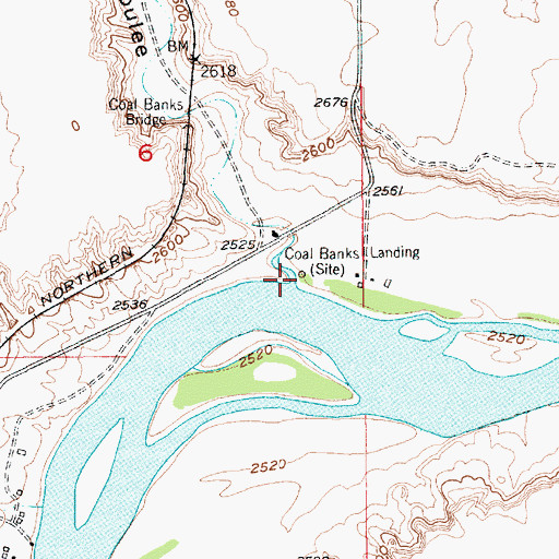 Topographic Map of Coal Banks Landing, MT