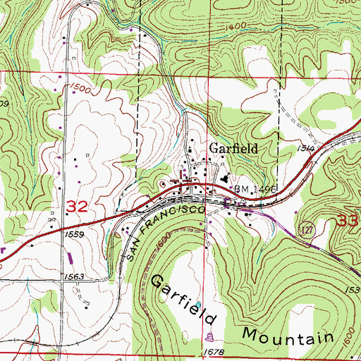 Topographic Map of Garfield, AR
