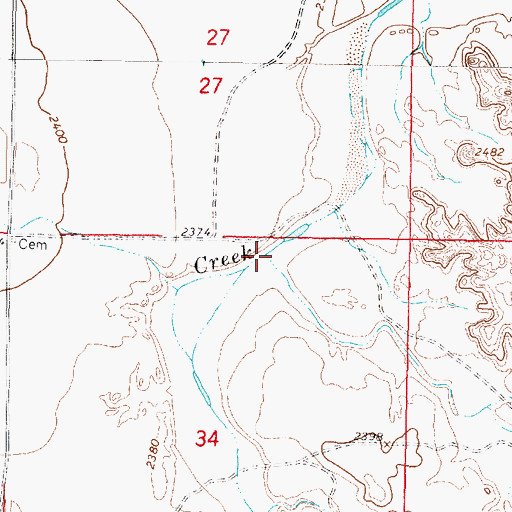 Topographic Map of Coal Creek, MT