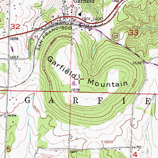 Topographic Map of Garfield Mountain, AR