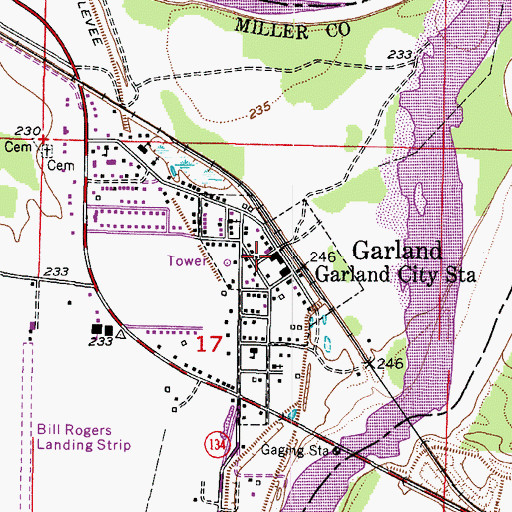 Topographic Map of Garland, AR