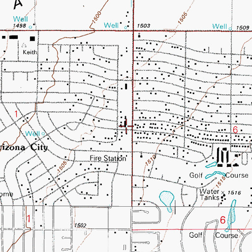 Topographic Map of Arizona City, AZ