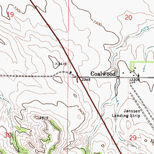Topographic Map of Coalwood, MT