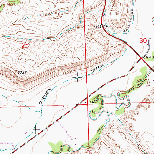 Topographic Map of Coburn Ditch, MT