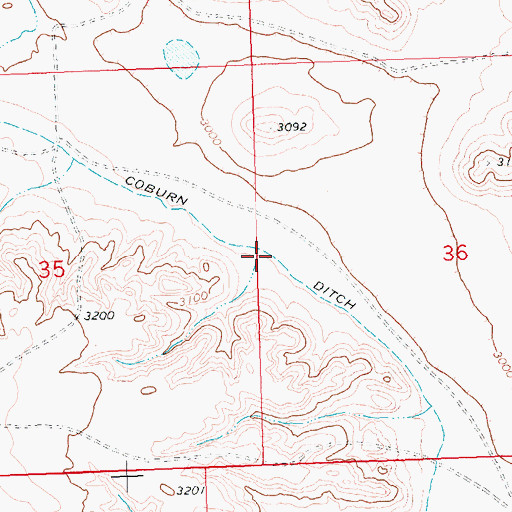 Topographic Map of Coburn Ditch, MT